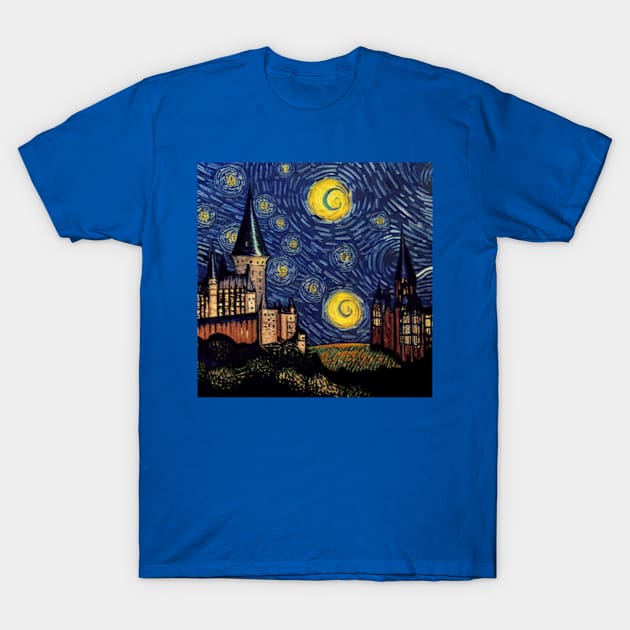 Starry Night Wizarding School Van Gogh T-Shirt by Grassroots Green